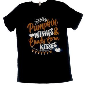 Pumpkin Wishes & Candy Corn Kisses T Shirt, Fall Fashion 🎃 Pumpkin Size M
